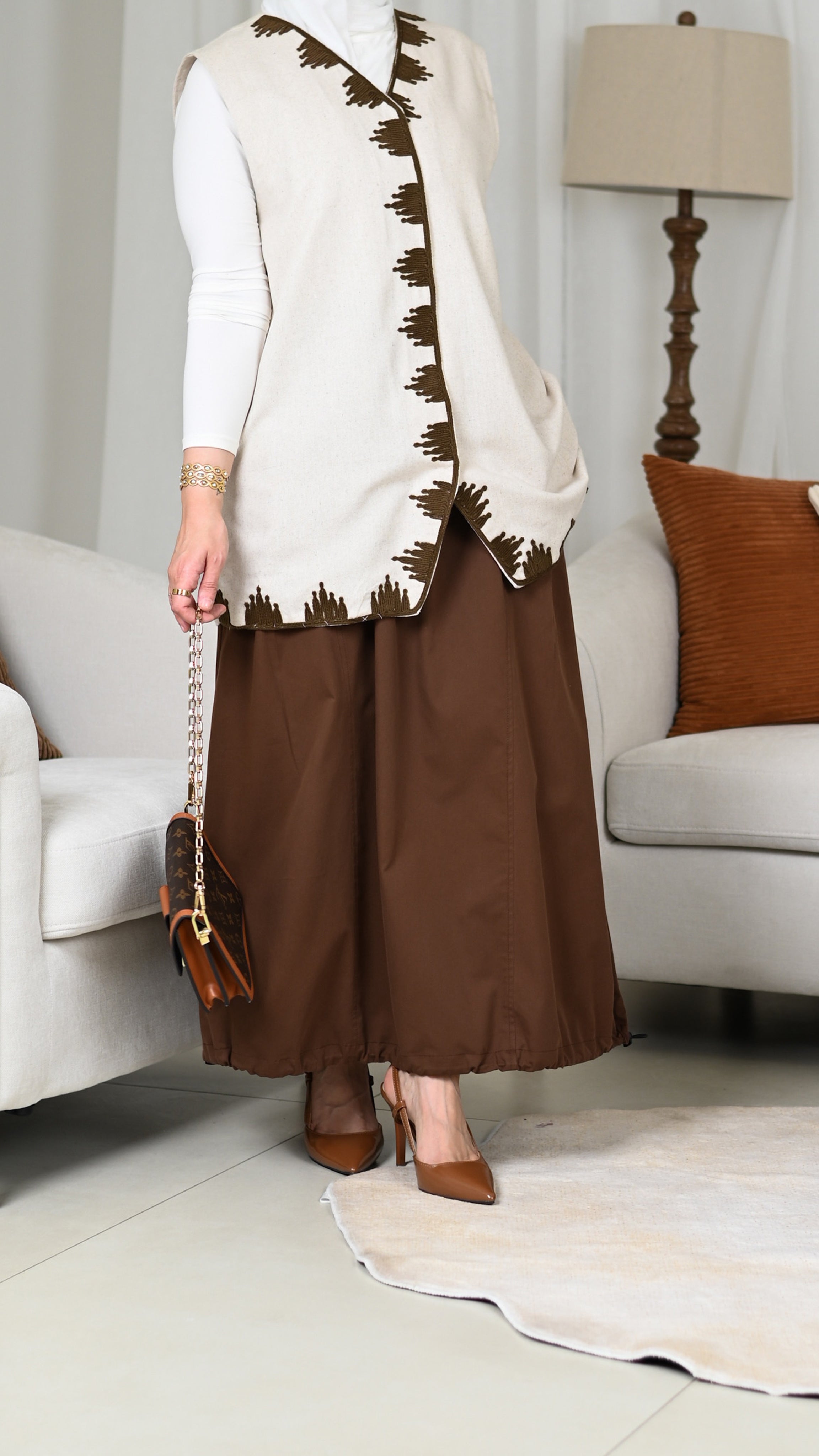 Brown Gabardine Skirt