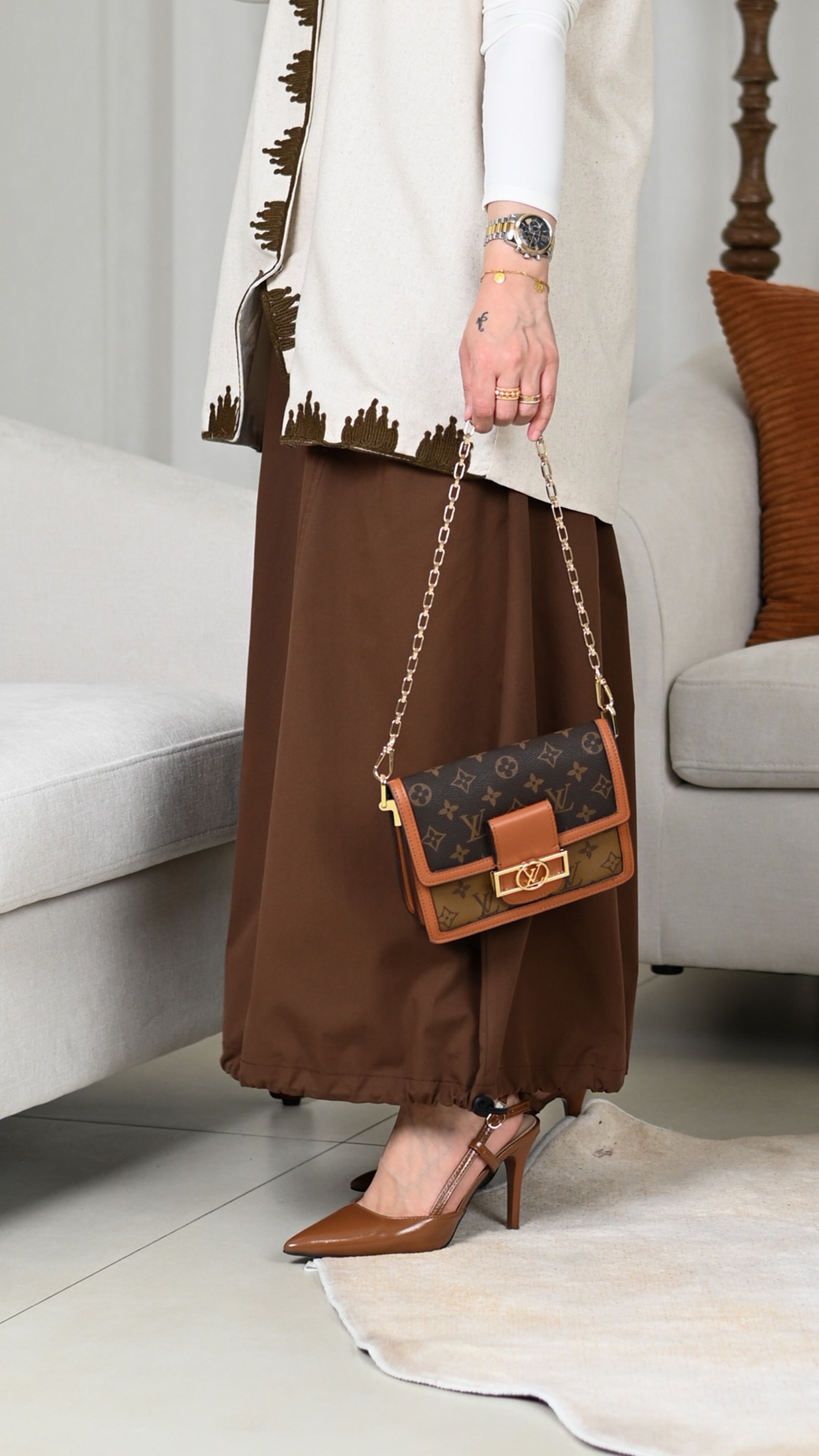 Brown Gabardine Skirt
