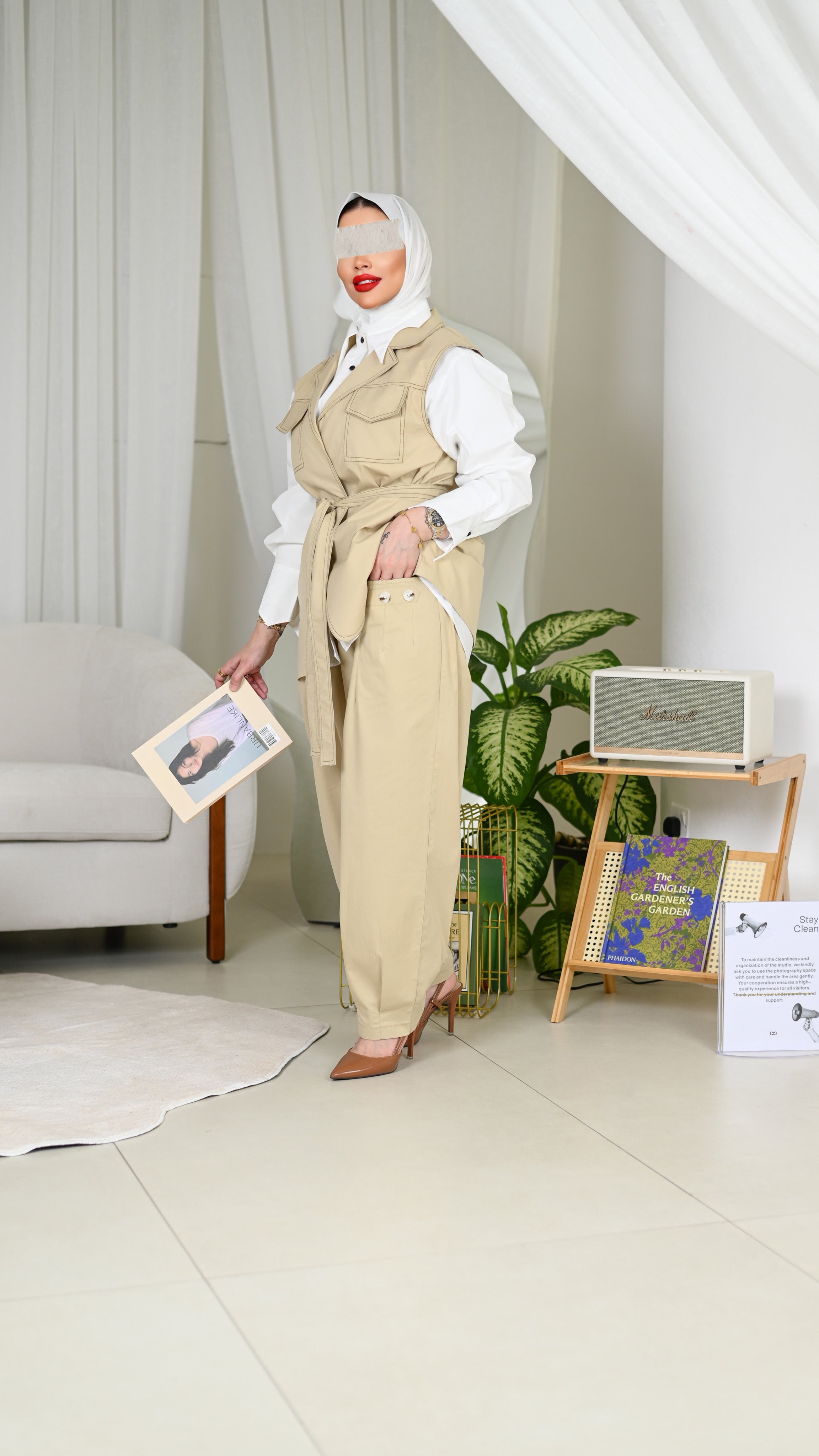 Sand Beige Gabardine Vest
