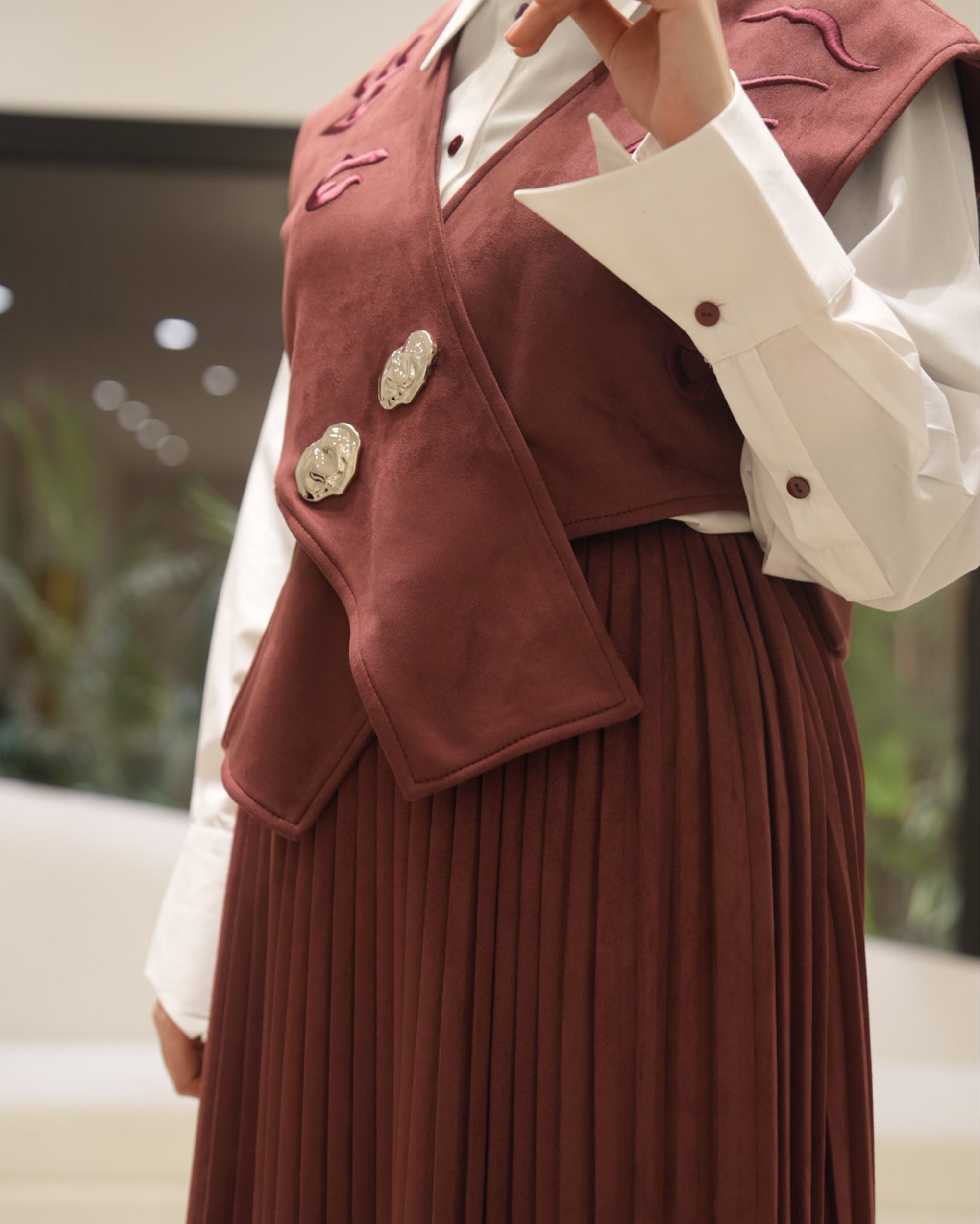 Chestnut Chamois Embroidered Vest