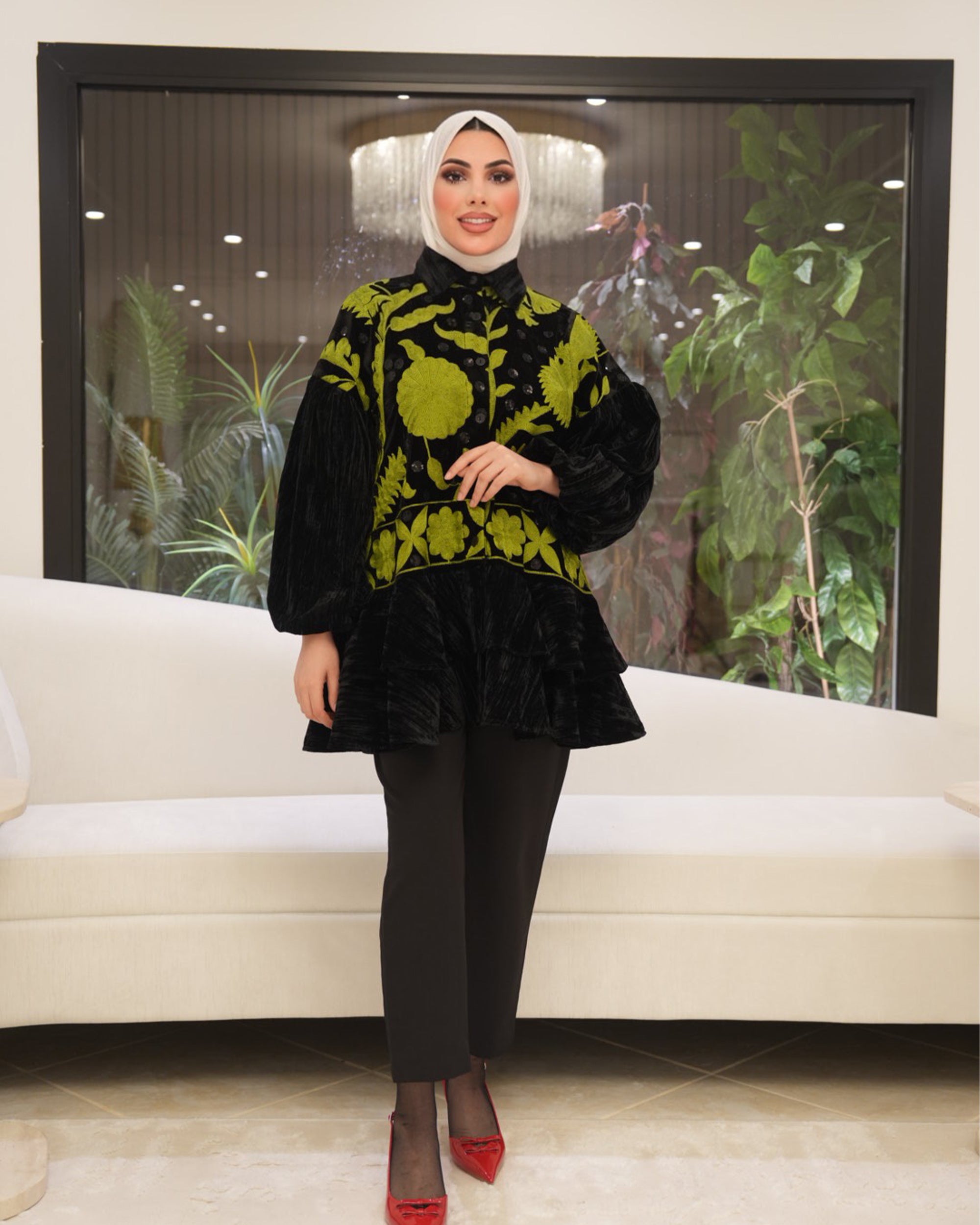 Classic Velvet Jacket – Black & Olive Green