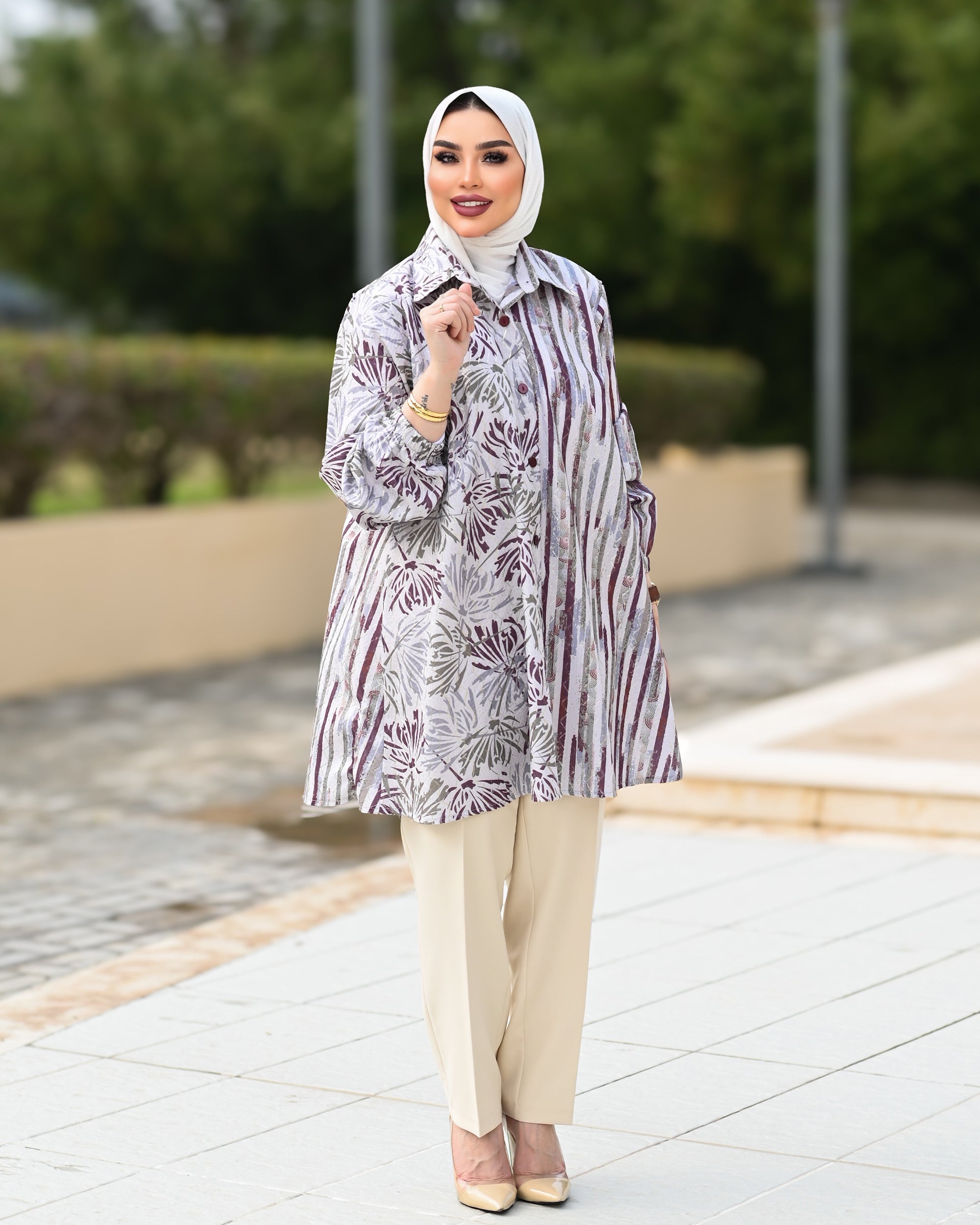 Classic Jacquard Shirt – Mauve Grey