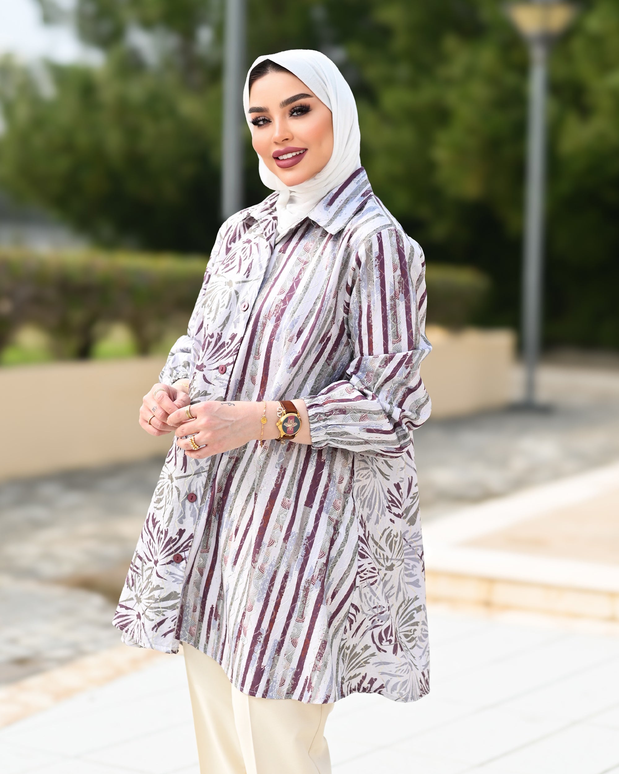 Classic Jacquard Shirt – Mauve Grey