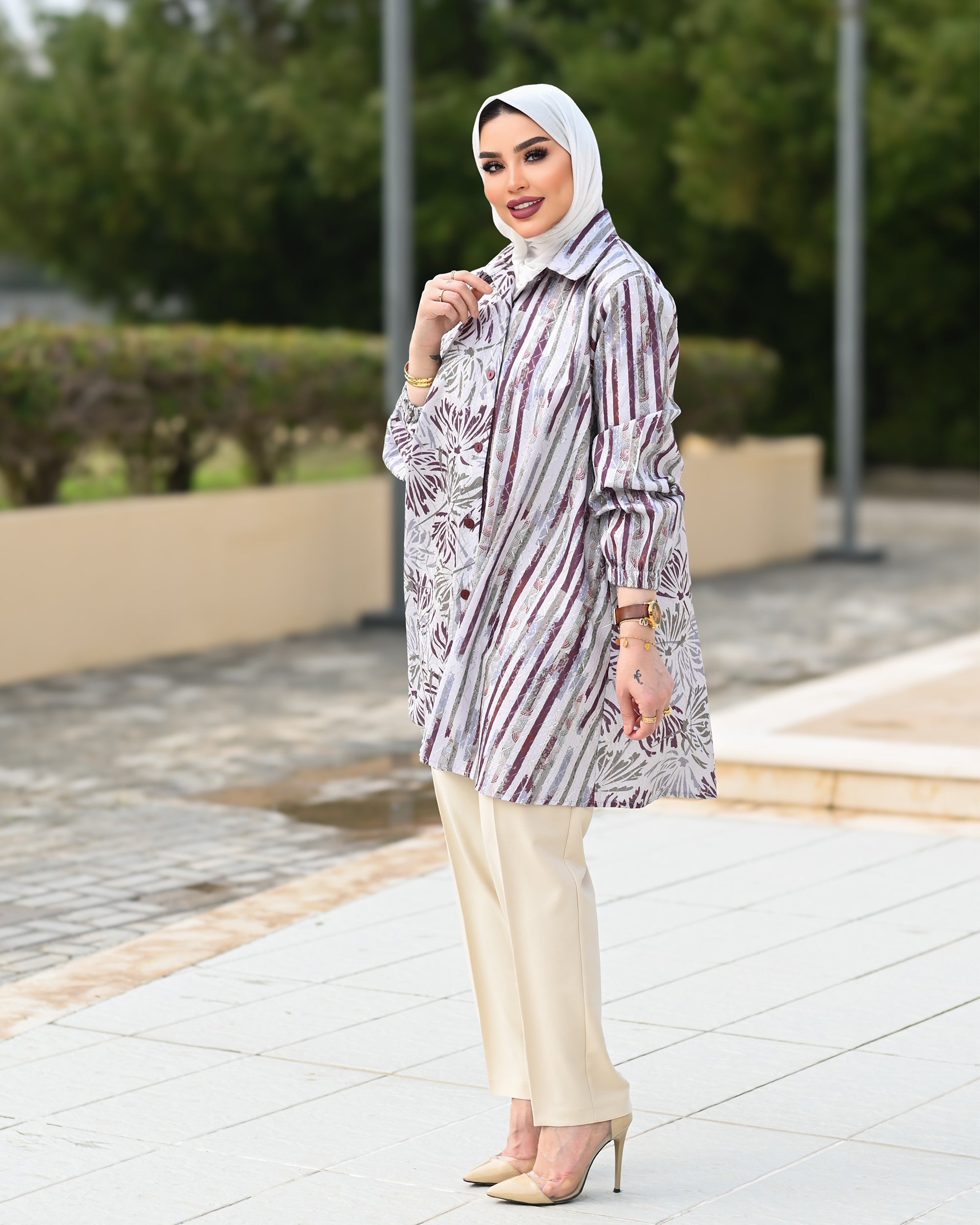 Classic Jacquard Shirt – Mauve Grey