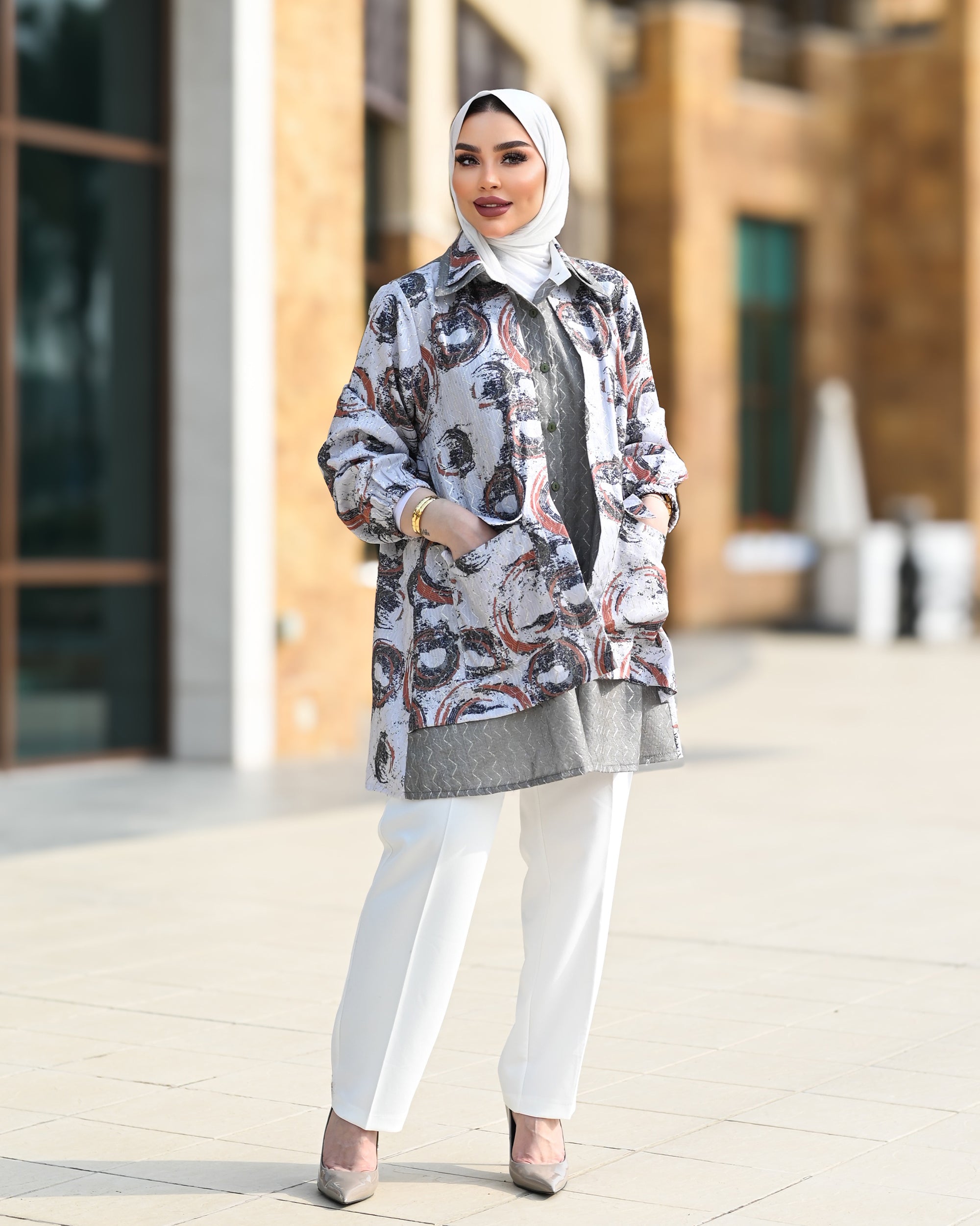 Classic Jacquard Shirt – Grey Rust