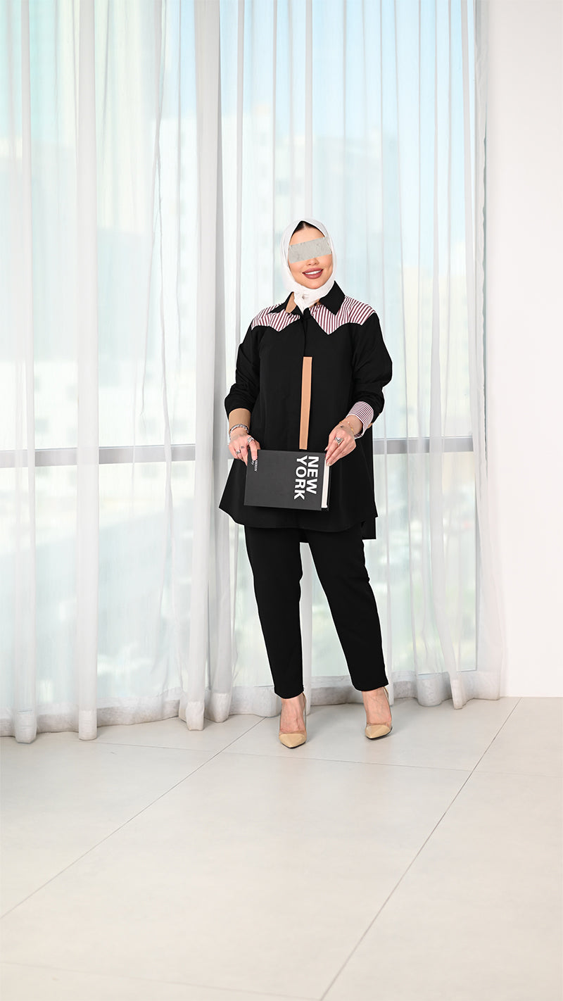 Striped Contrast Poplin Shirt