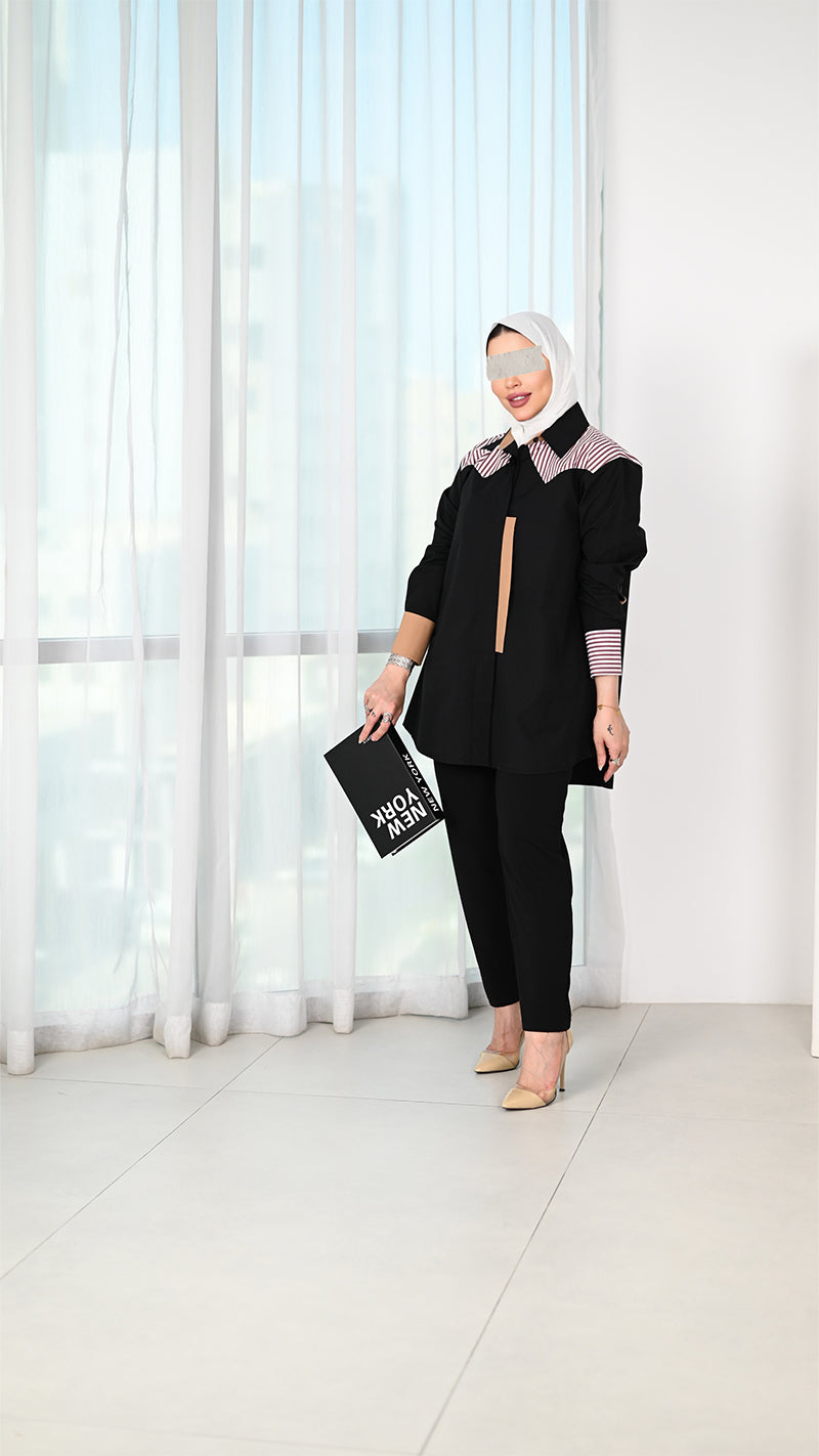 Striped Contrast Poplin Shirt